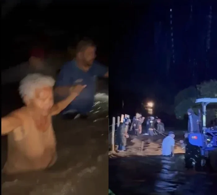 Cinco pessoas são resgatadas de ambulância arrastada por correnteza em Queimadas; assista
